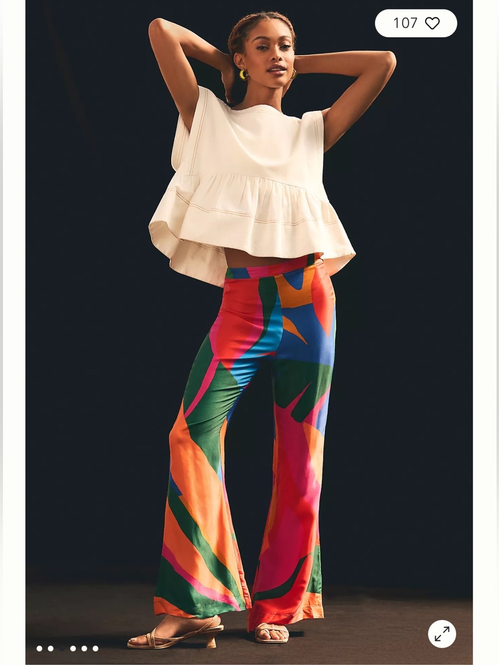 Farm Rio Colorful Leaves Flared Pants
